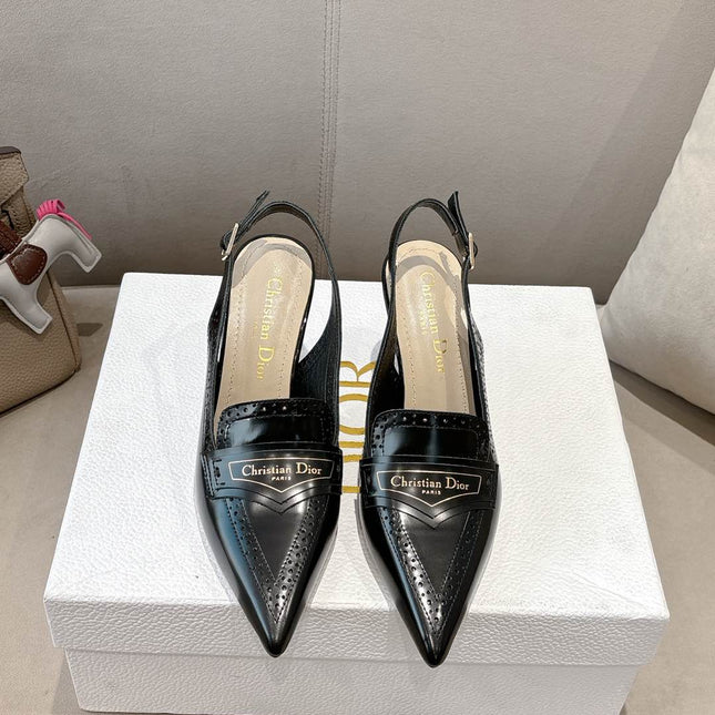 BOY SLINGBACK PUMP 75 MM IN BLACK CALFSKIN