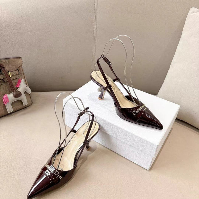 MY DD SLINGBACK PUMP 85MM IN BURGUNDY RED CALFSKIN