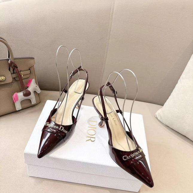 MY DD SLINGBACK PUMP 85MM IN BURGUNDY RED CALFSKIN