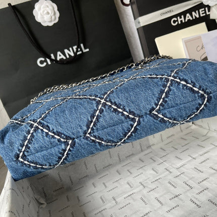 CC LARGE 42 CROSSBODY BAG IN BLUE DENIM WITH CHAIN