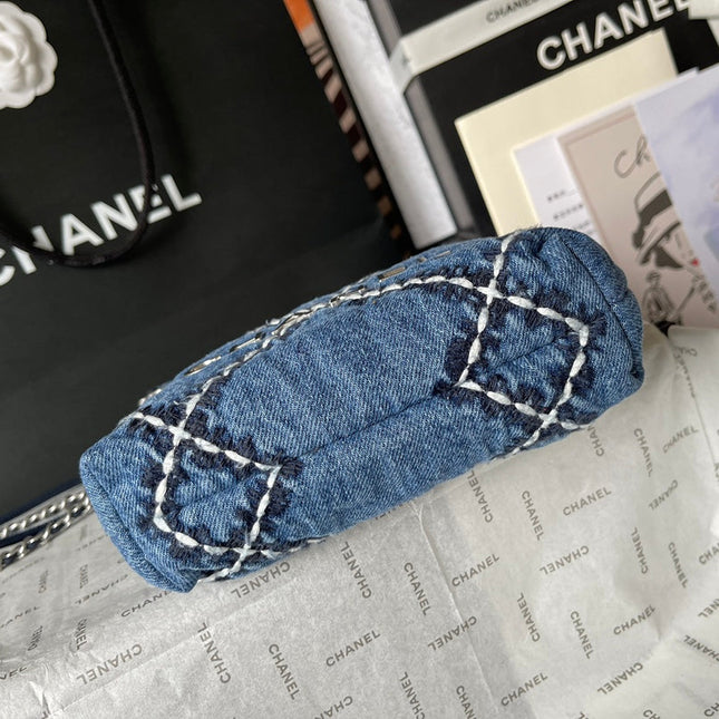 CC MINI 20 CROSSBODY BAG IN BLUE DENIM WITH CHAIN