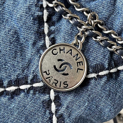 CC MINI 20 CROSSBODY BAG IN BLUE DENIM WITH CHAIN