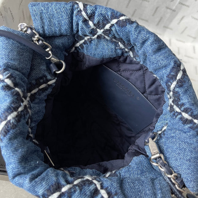 CC MINI 20 CROSSBODY BAG IN BLUE DENIM WITH CHAIN
