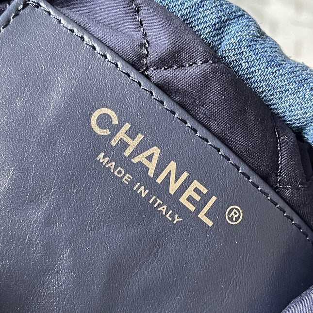 CC MINI 20 CROSSBODY BAG IN BLUE DENIM WITH CHAIN