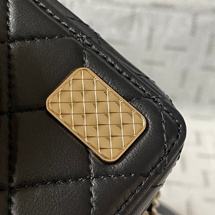 CC 16 CAMERA BAG IN BLACK CALFSKIN AND GOLD PLATED METAL