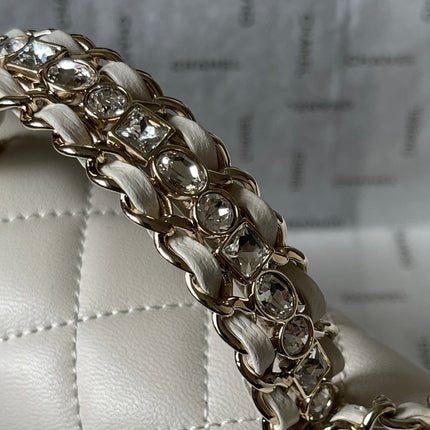 CC MINI 18 FLAP BAG IN WHITE LAMBSKIN