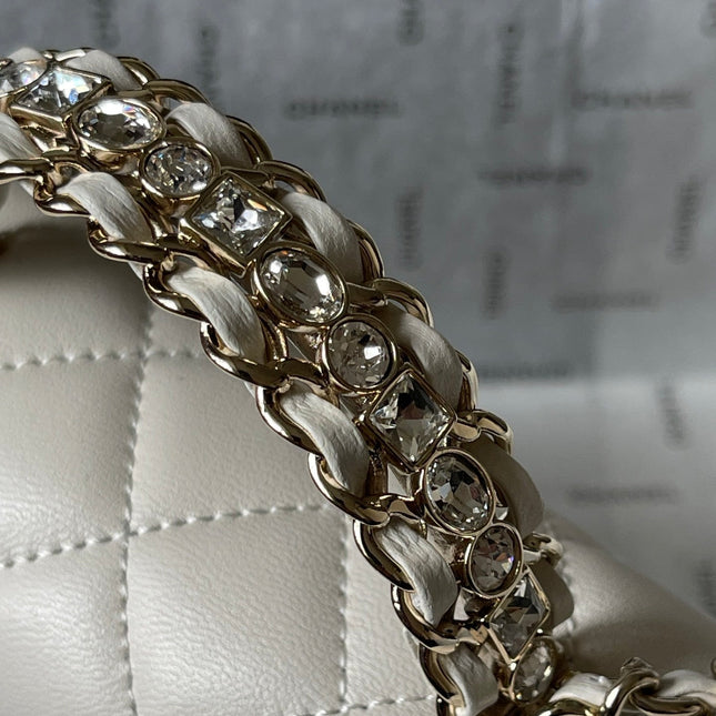 CC MINI 18 FLAP BAG IN WHITE LAMBSKIN