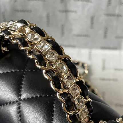 CC MINI 18 FLAP BAG IN BLACK LAMBSKIN