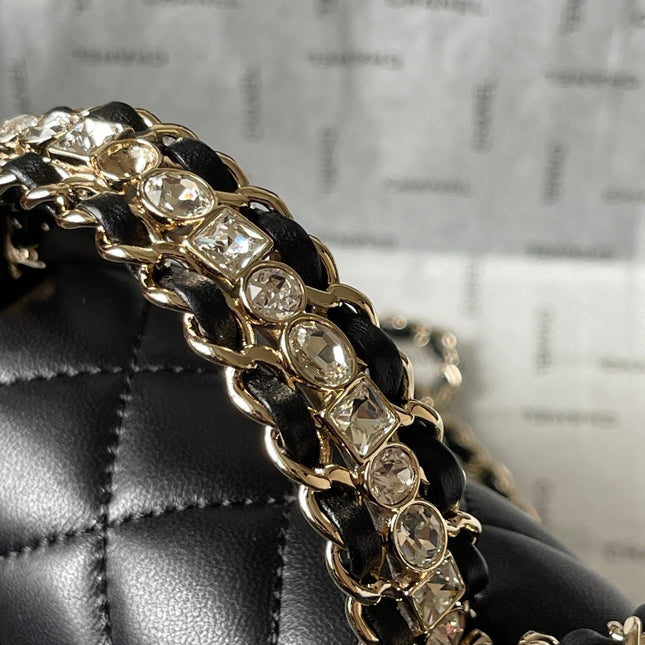 CC MINI 18 FLAP BAG IN BLACK LAMBSKIN
