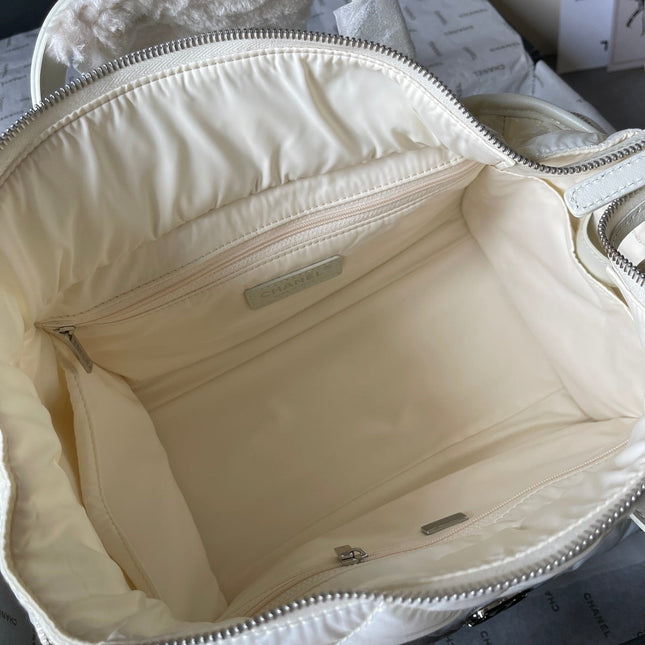 CC LARGE 35 BOWLING BAG IN WHITE CALFSKIN
