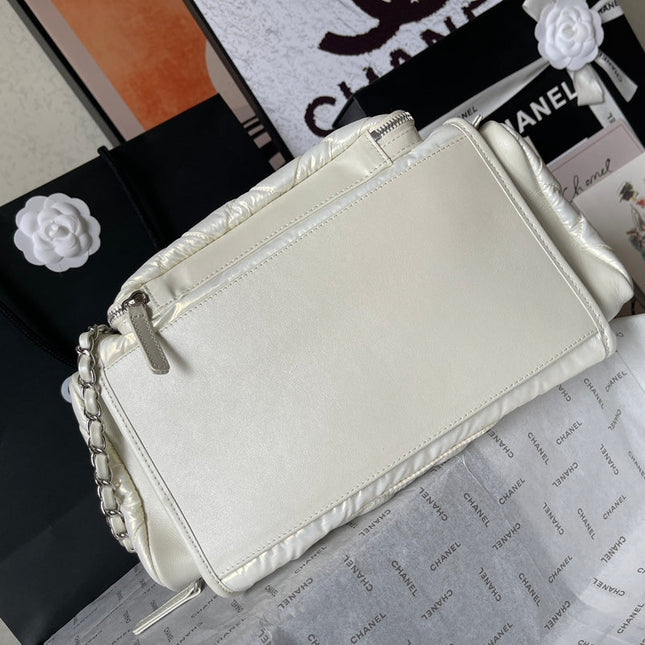 CC LARGE 35 BOWLING BAG IN WHITE CALFSKIN