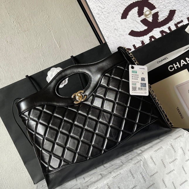 CC MEDIUM 36 SHOPPING BAG IN BLACK CALFSKIN