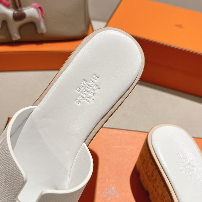 HM 25S HIGH WEDGE SANDALS IN WHITE LAMBSKIN STYLE 34