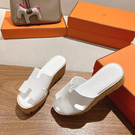 HM 25S HIGH WEDGE SANDALS IN WHITE LAMBSKIN STYLE 34