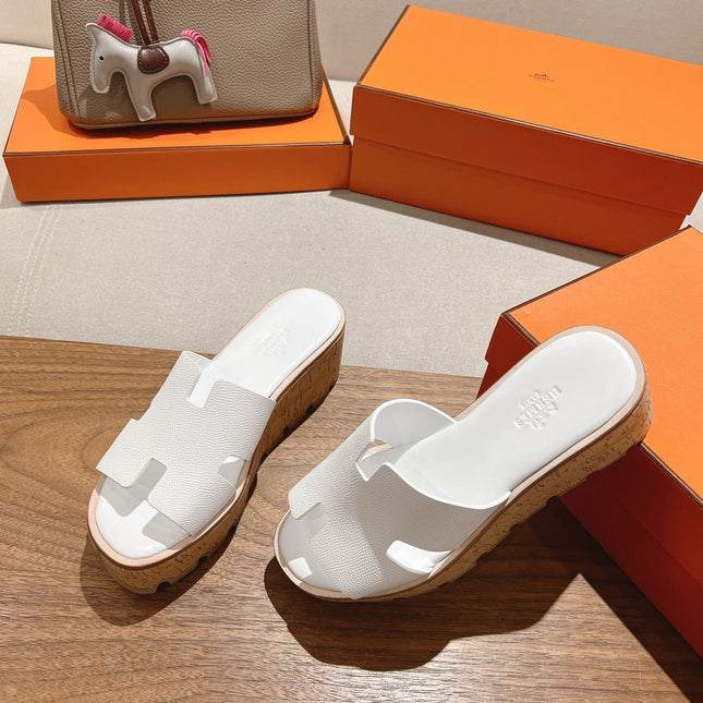 HM 25S HIGH WEDGE SANDALS IN WHITE LAMBSKIN STYLE 34
