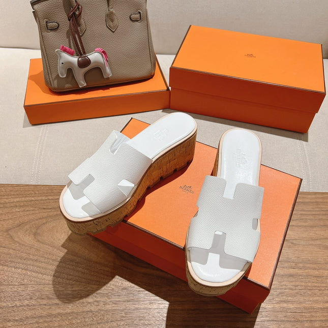 HM 25S HIGH WEDGE SANDALS IN WHITE LAMBSKIN STYLE 34