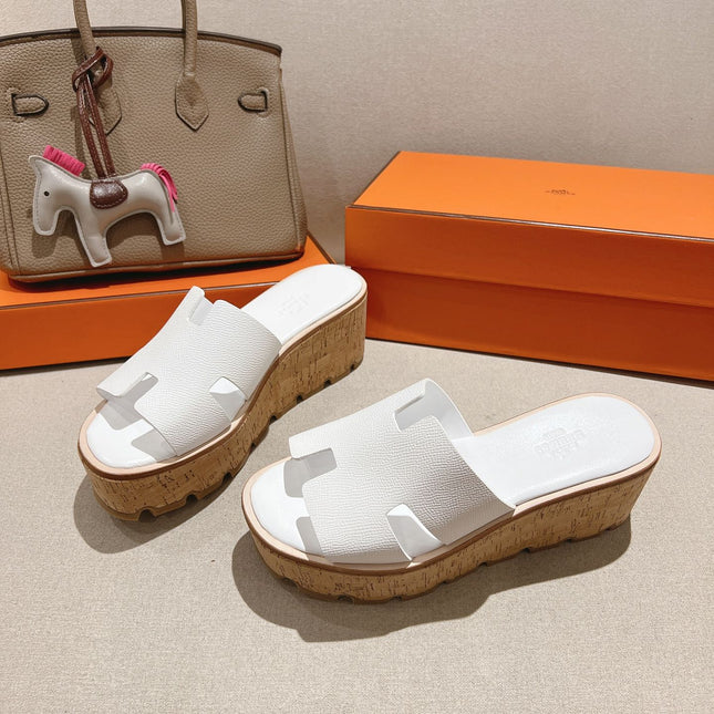 HM 25S HIGH WEDGE SANDALS IN WHITE LAMBSKIN STYLE 34