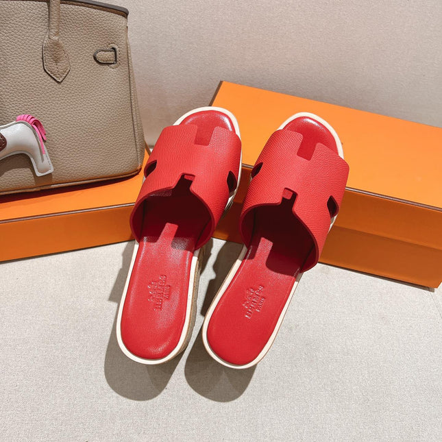 HM 25S HIGH WEDGE SANDALS IN RED LAMBSKIN STYLE 35