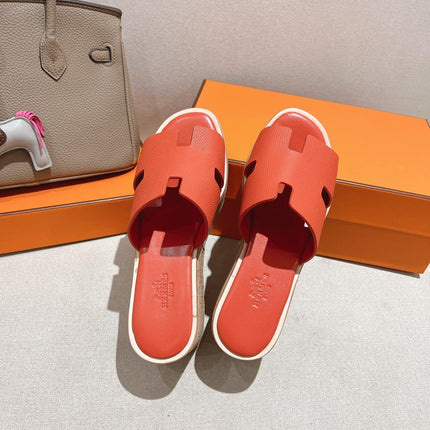 HM 25S HIGH WEDGE SANDALS IN DARK ORANGE LAMBSKIN STYLE 33
