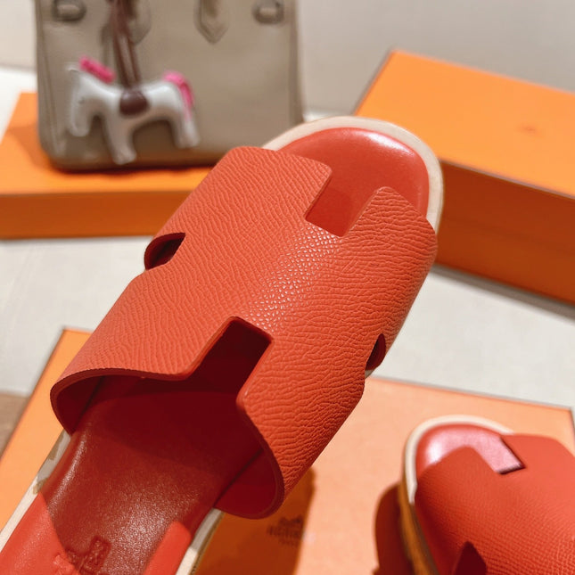 HM 25S HIGH WEDGE SANDALS IN DARK ORANGE LAMBSKIN STYLE 33
