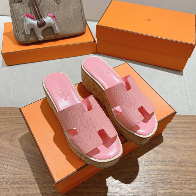 HM 25S HIGH WEDGE SANDALS IN PINK LAMBSKIN STYLE 31