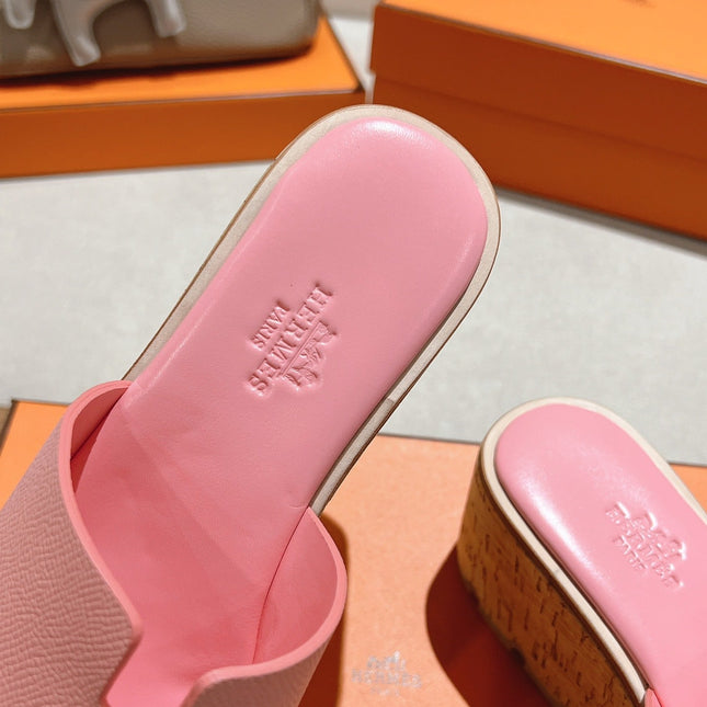 HM 25S HIGH WEDGE SANDALS IN PINK LAMBSKIN STYLE 31