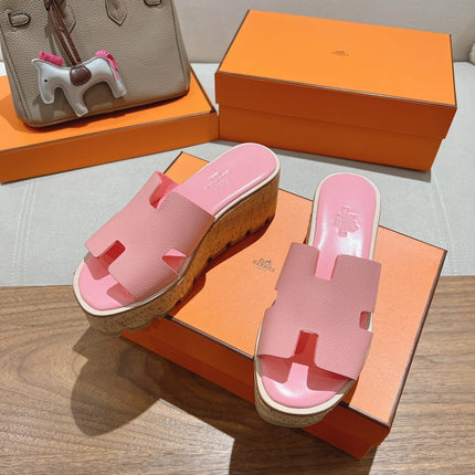 HM 25S HIGH WEDGE SANDALS IN PINK LAMBSKIN STYLE 31