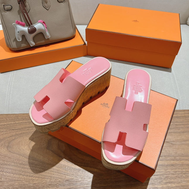 HM 25S HIGH WEDGE SANDALS IN PINK LAMBSKIN STYLE 31