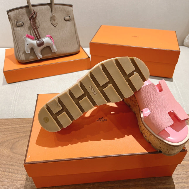 HM 25S HIGH WEDGE SANDALS IN PINK LAMBSKIN STYLE 31