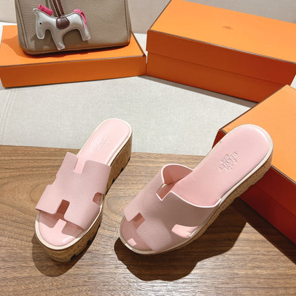 HM 25S HIGH WEDGE SANDALS IN PASTEL PINK LAMBSKIN STYLE 29