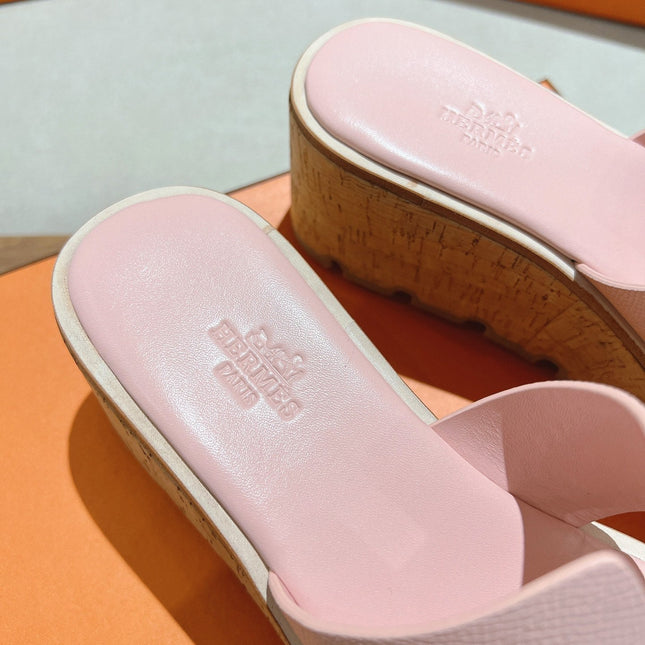 HM 25S HIGH WEDGE SANDALS IN PASTEL PINK LAMBSKIN STYLE 29