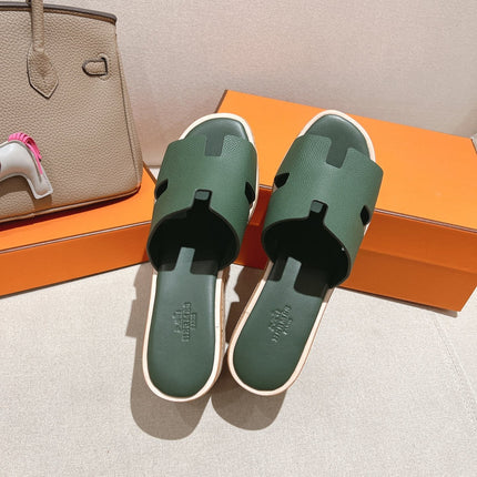HM 25S HIGH WEDGE SANDALS IN DARK MOSS GREEN LAMBSKIN STYLE 32