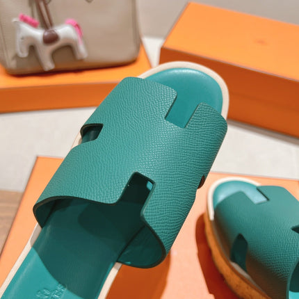 HM 25S HIGH WEDGE SANDALS IN PASTEL SEA GREEN LAMBSKIN STYLE 30