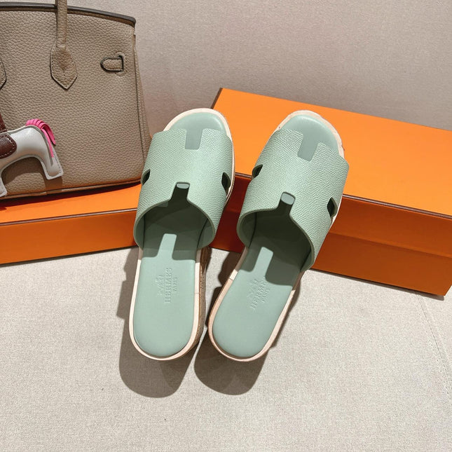 HM 25S HIGH WEDGE SANDALS IN SOFT MINT GREEN LAMBSKIN STYLE 28