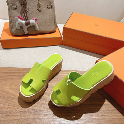 HM 25S HIGH WEDGE SANDALS IN SPRING GREEN LAMBSKIN STYLE 22