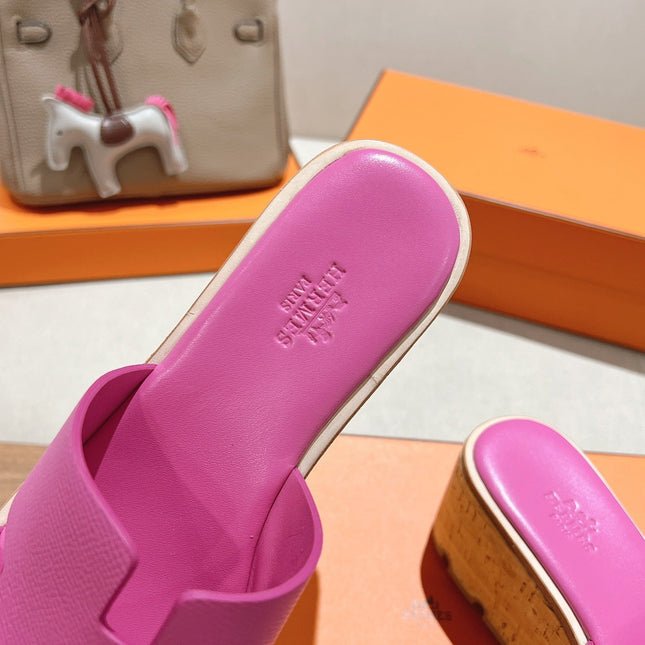 HM 25S HIGH WEDGE SANDALS IN PINK LAMBSKIN STYLE 24