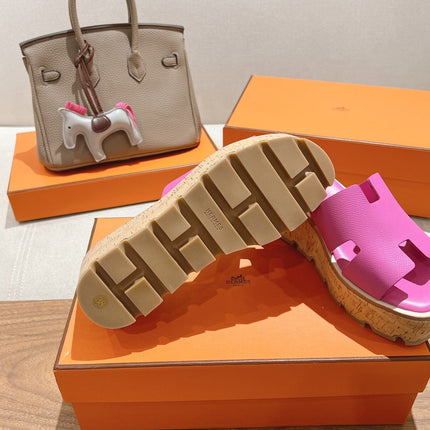 HM 25S HIGH WEDGE SANDALS IN PINK LAMBSKIN STYLE 24