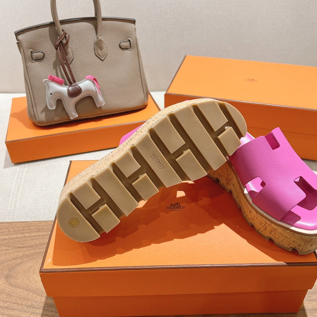 HM 25S HIGH WEDGE SANDALS IN PINK LAMBSKIN STYLE 24