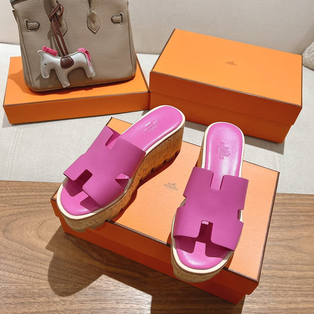HM 25S HIGH WEDGE SANDALS IN PINK LAMBSKIN STYLE 24