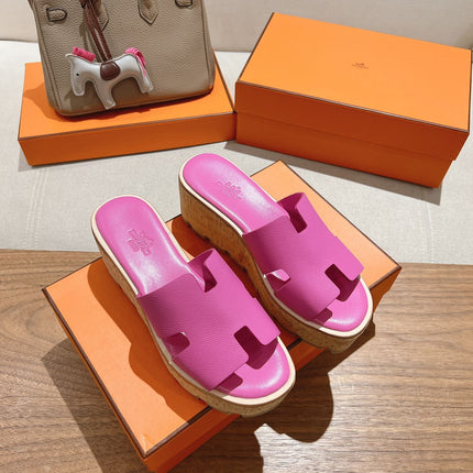 HM 25S HIGH WEDGE SANDALS IN PINK LAMBSKIN STYLE 24