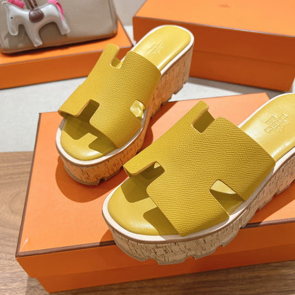 HM 25S HIGH WEDGE SANDALS IN DARK YELLOW LAMBSKIN STYLE 27