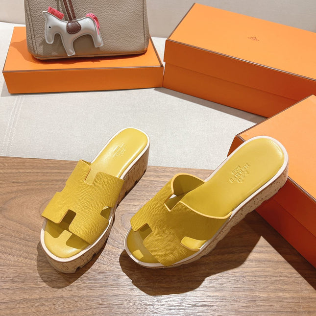HM 25S HIGH WEDGE SANDALS IN DARK YELLOW LAMBSKIN STYLE 27