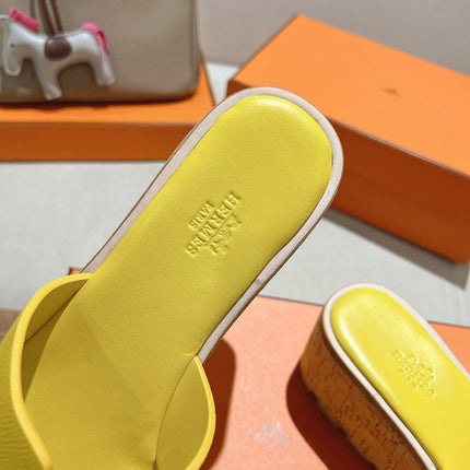HM 25S HIGH WEDGE SANDALS IN YELLOW LAMBSKIN STYLE 26