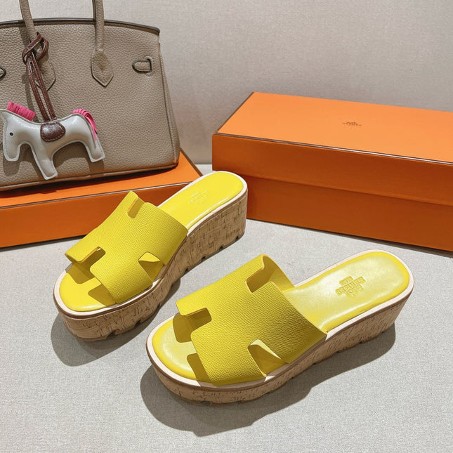 HM 25S HIGH WEDGE SANDALS IN YELLOW LAMBSKIN STYLE 26