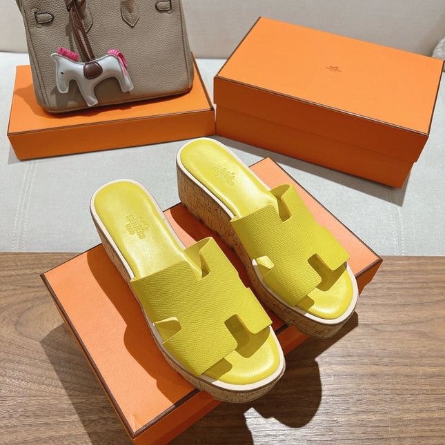 HM 25S HIGH WEDGE SANDALS IN YELLOW LAMBSKIN STYLE 26