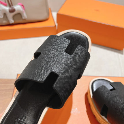 HM 25S HIGH WEDGE SANDALS IN BLACK LAMBSKIN STYLE 23