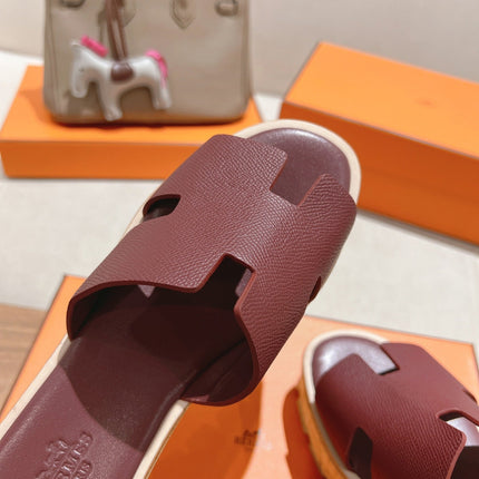 HM 25S HIGH WEDGE SANDALS IN RICH WINE RED LAMBSKIN STYLE 21