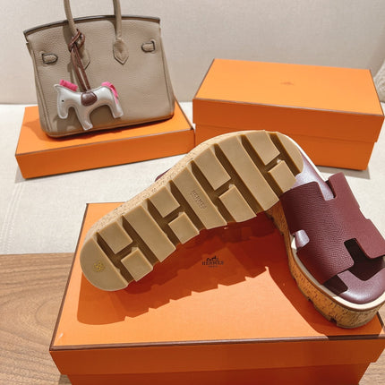 HM 25S HIGH WEDGE SANDALS IN RICH WINE RED LAMBSKIN STYLE 21