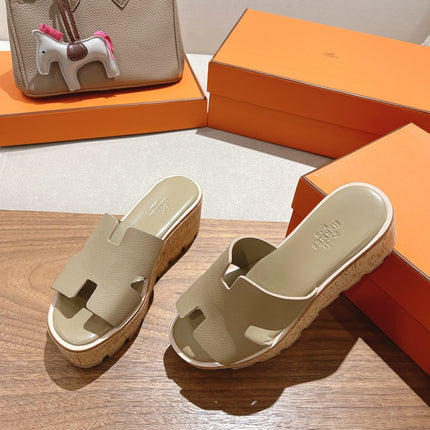 HM 25S HIGH WEDGE SANDALS IN WARM BEIGE LAMBSKIN STYLE 17