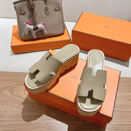 HM 25S HIGH WEDGE SANDALS IN WARM BEIGE LAMBSKIN STYLE 17